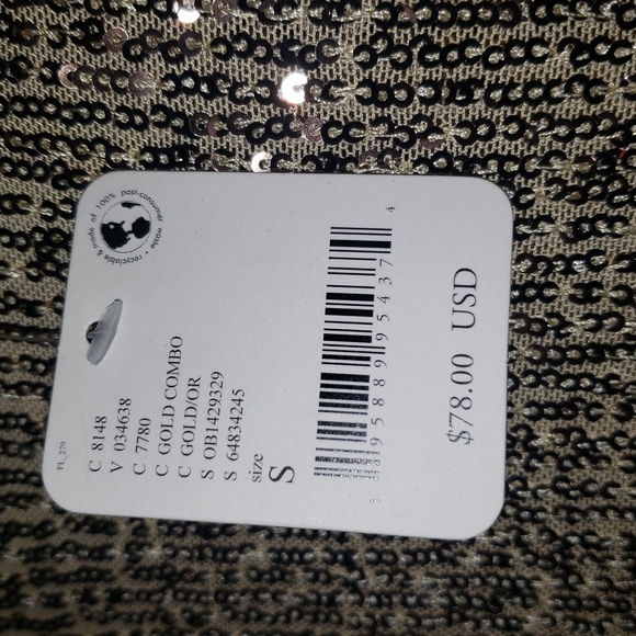 Free People Gold Rush Gold Sequin Long Sleeve NWT Small - Picture 3 of 11